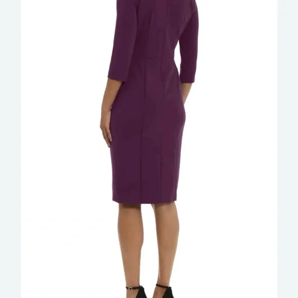 NWT Donna Morgan Long Sleeve Burgundy Twist Petite Dress 0P - Picture 3 of 5